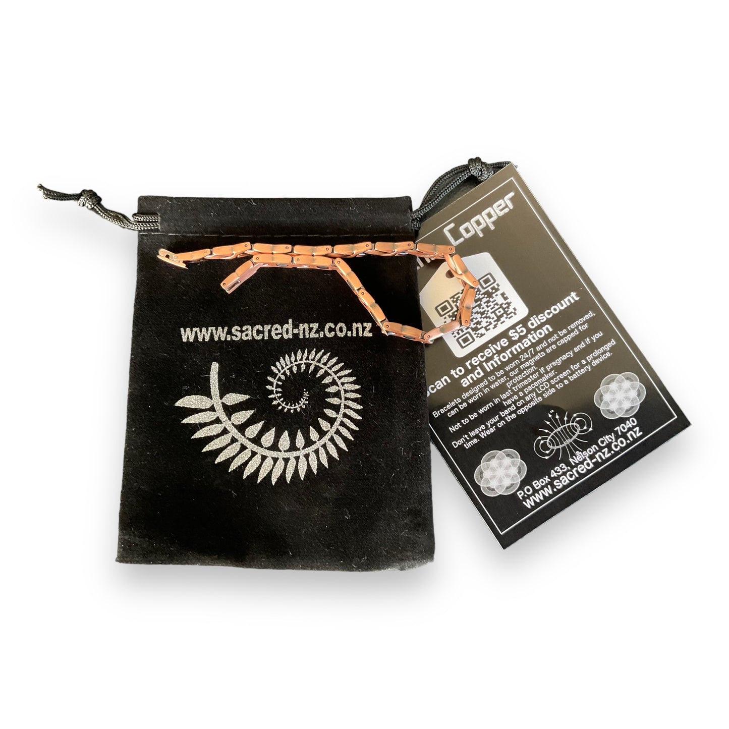 5ES16 100% Pure Copper Linked Magnetic Bracelet 210x15mm