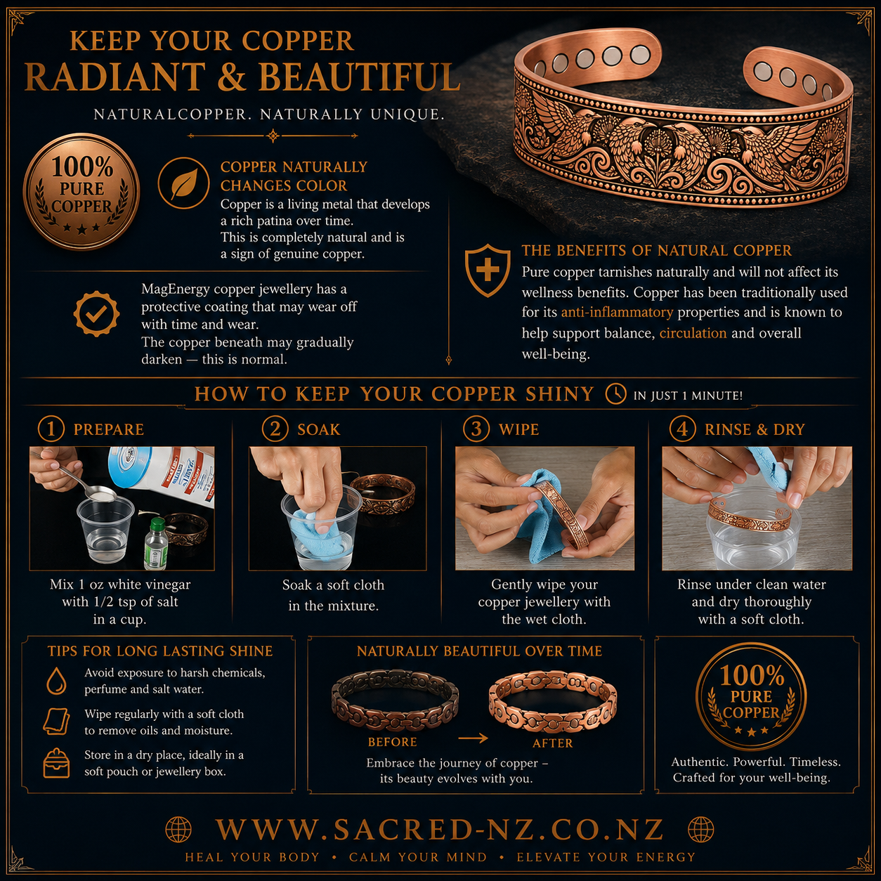 A17 100% Pure Copper Magnetic Band 'Tiki’