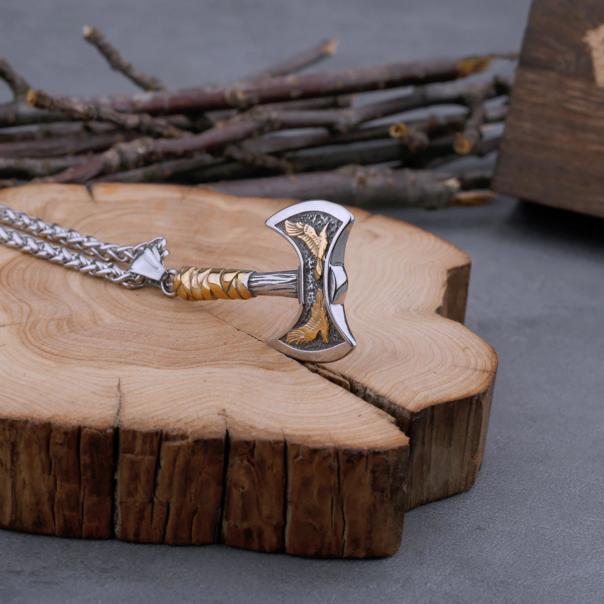 Viking thor's hammer- ravens pendant