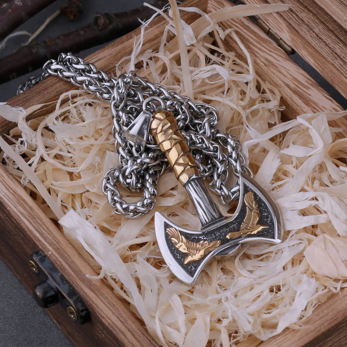 Viking thor's hammer- ravens pendant