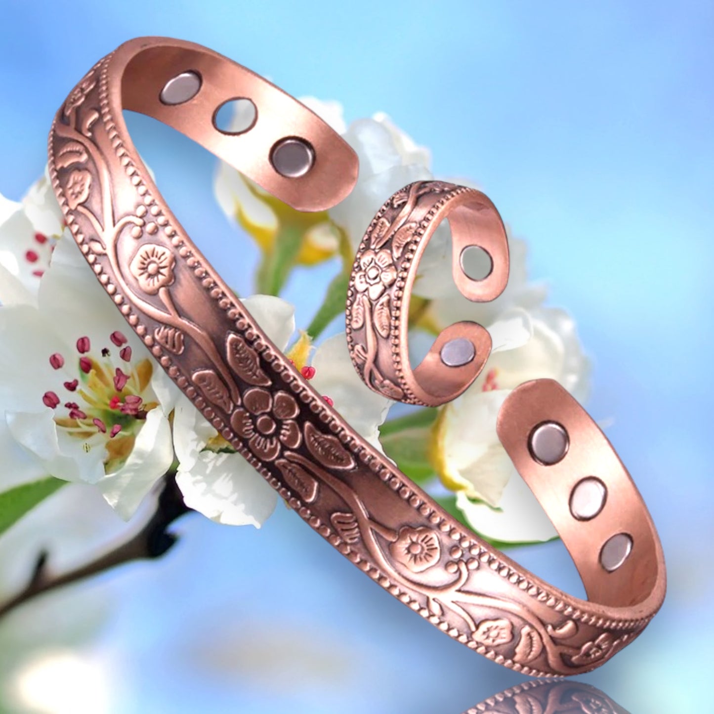 BC11 100% Pure Copper Magnetic Band/ Ring Set