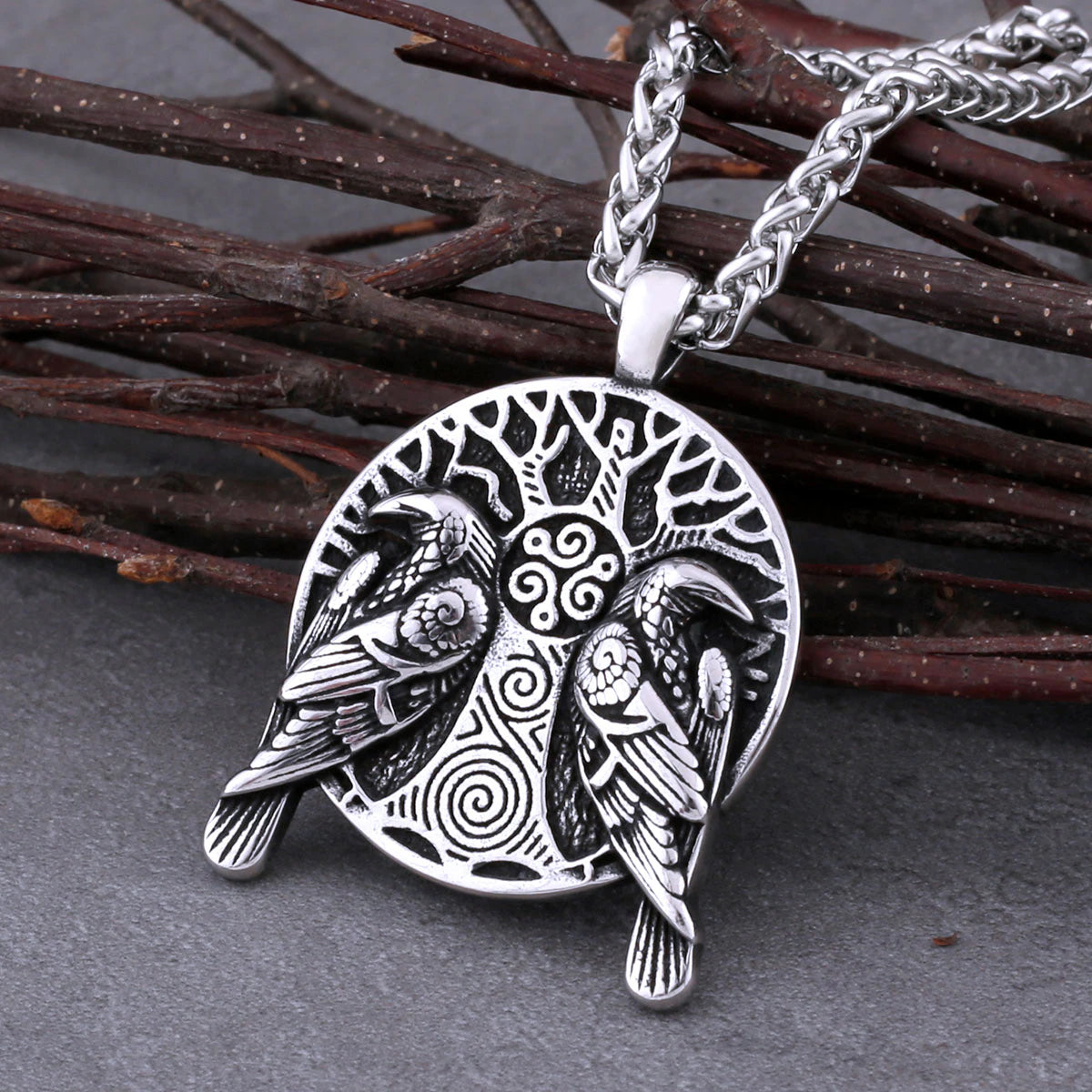 viking raven pendant