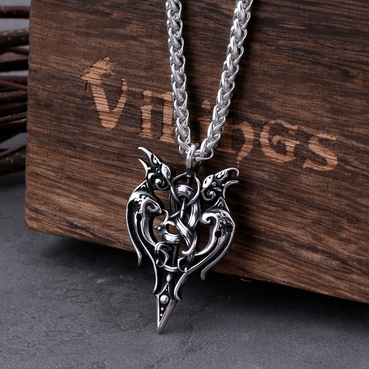 Viking ravens arrow pendant