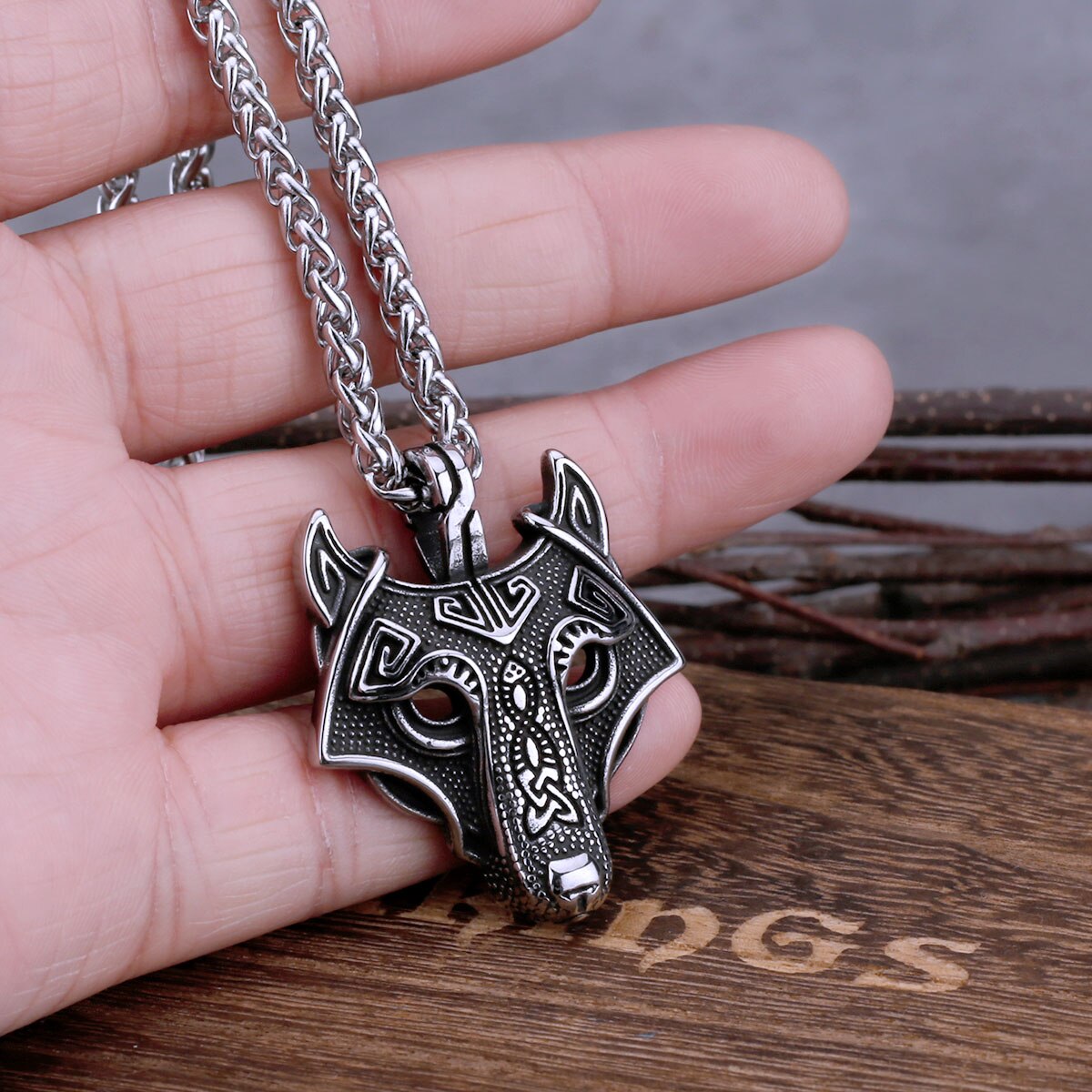 viking wolf pendant
