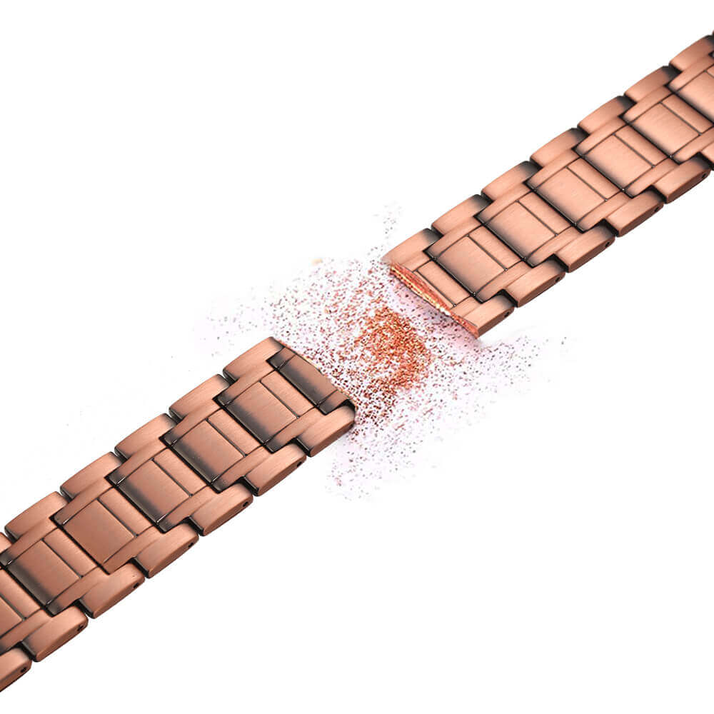 CB049 Blk Ceramic 100% Solid Pure Copper Magnetic Bracelet Linked 5 Elements 215x15mm