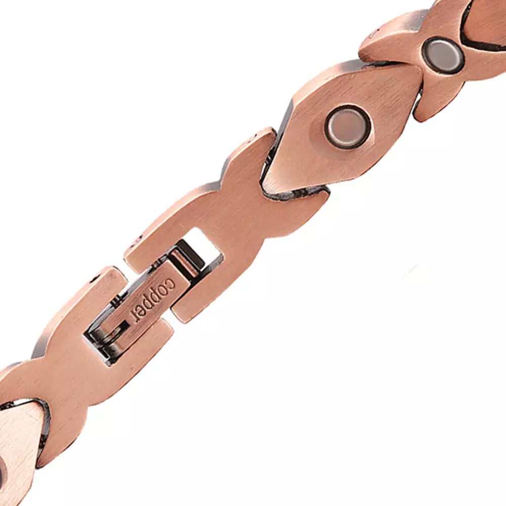CLM38B 100% Solid Pure Copper Linked Magnetic Turquoise Bracelet