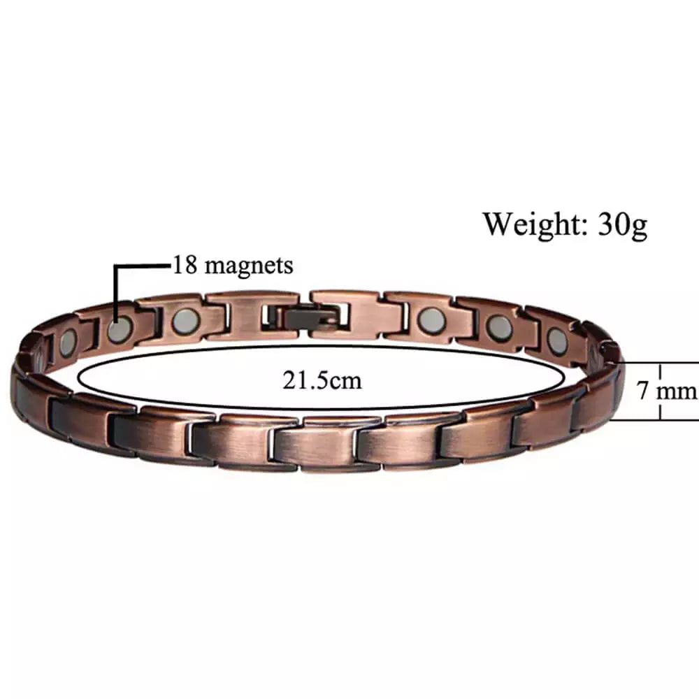 CB010 100% Pure Copper Linked Magnetic Bracelet 220x7mm