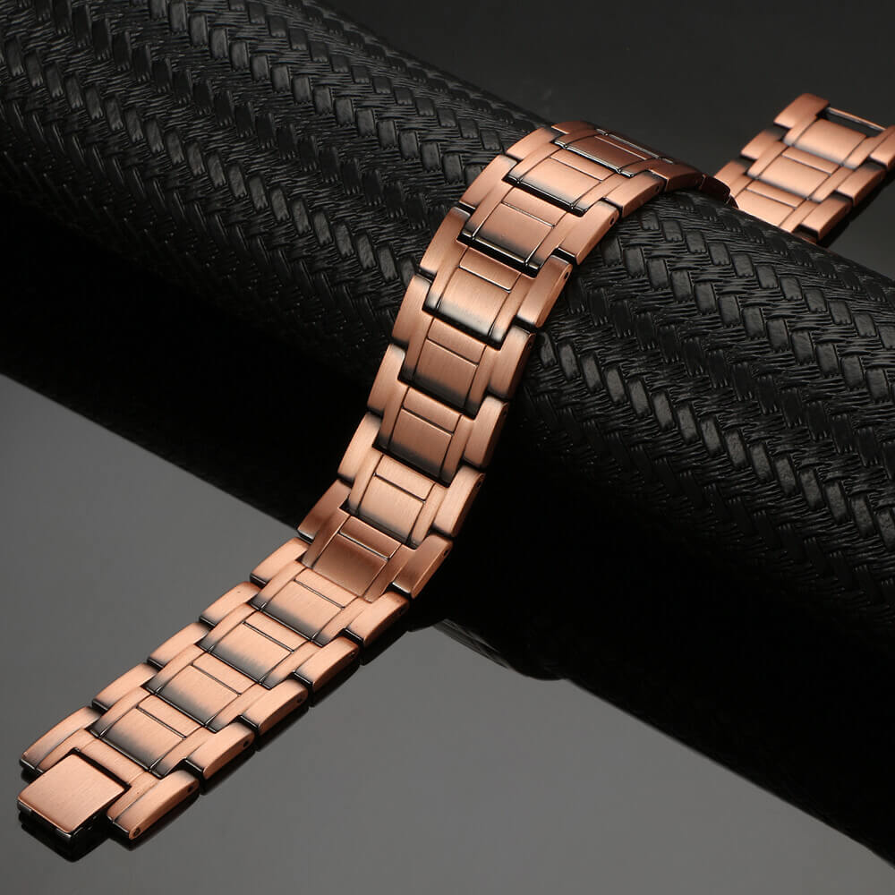 CB587 100% Solid Pure Copper Magnetic Bracelet Linked 5 Elements 220 wide