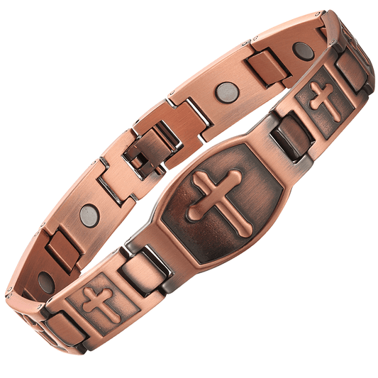 CB589 100% Solid Pure Copper Linked Magnetic Bracelet 217x13mm