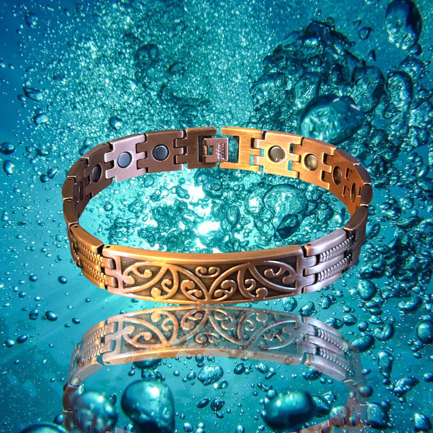 CLM32 100% Copper magnetic linked bracelet   'Stingray'