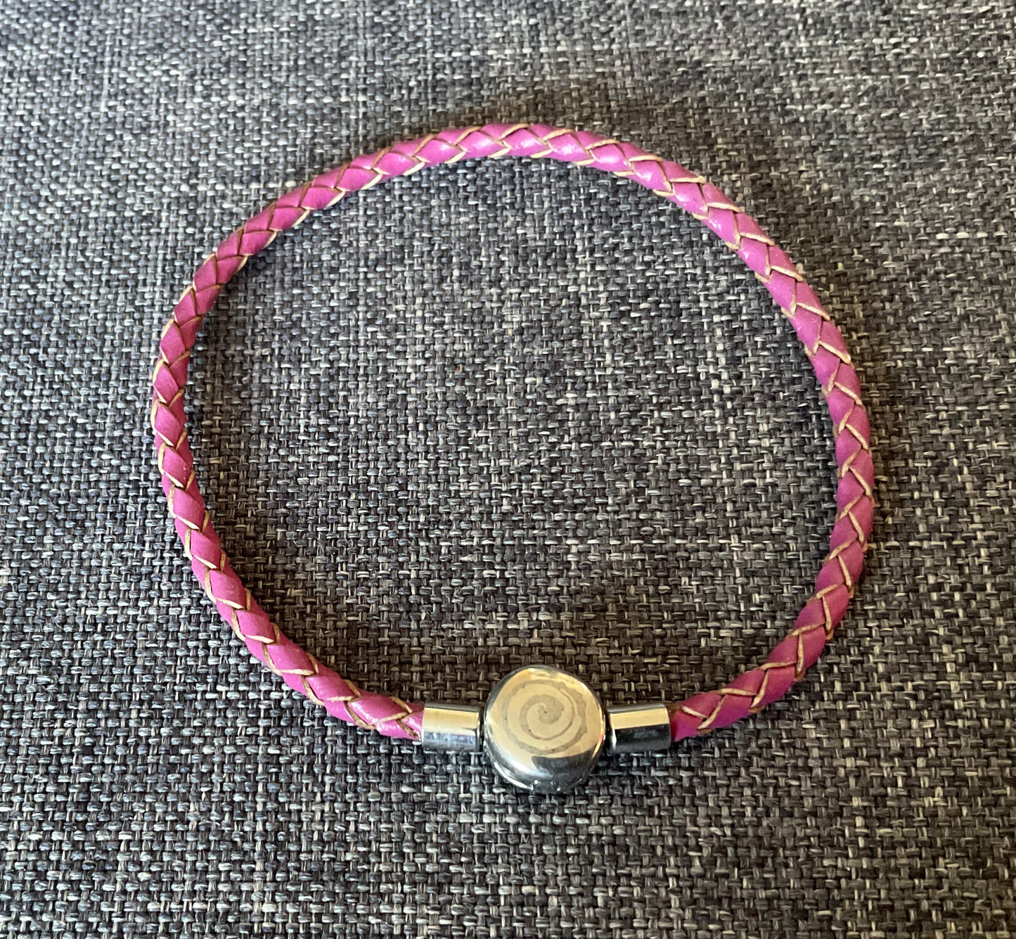 Leather Charm Bracelet 'Koru" (4mm)(No.3)