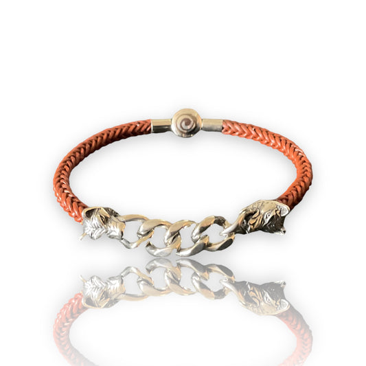genuine leather wolf bracelet