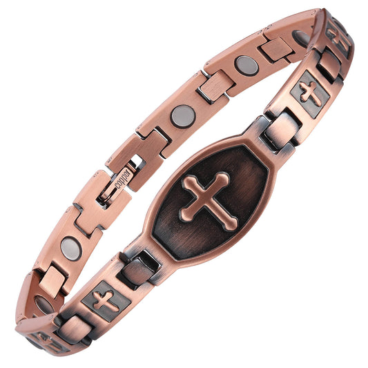 copper magnetic link christ cross