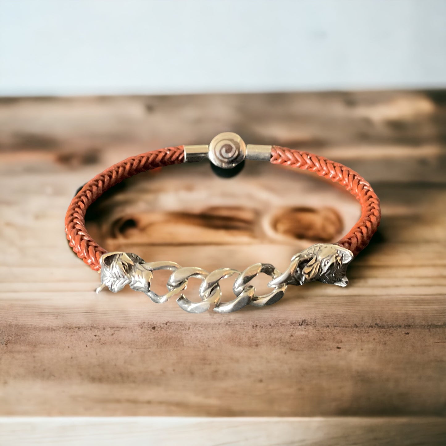 genuine leather wolf bracelet