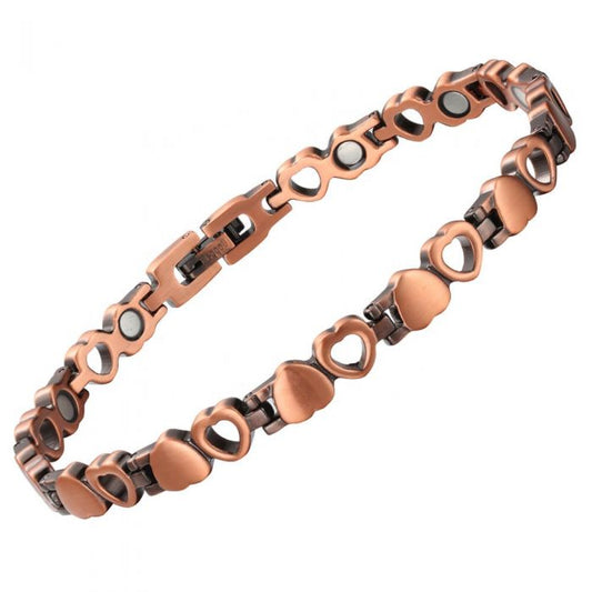 CLM37 100% Pure Copper Linked Magnetic Heart ANKLET / Bracelet