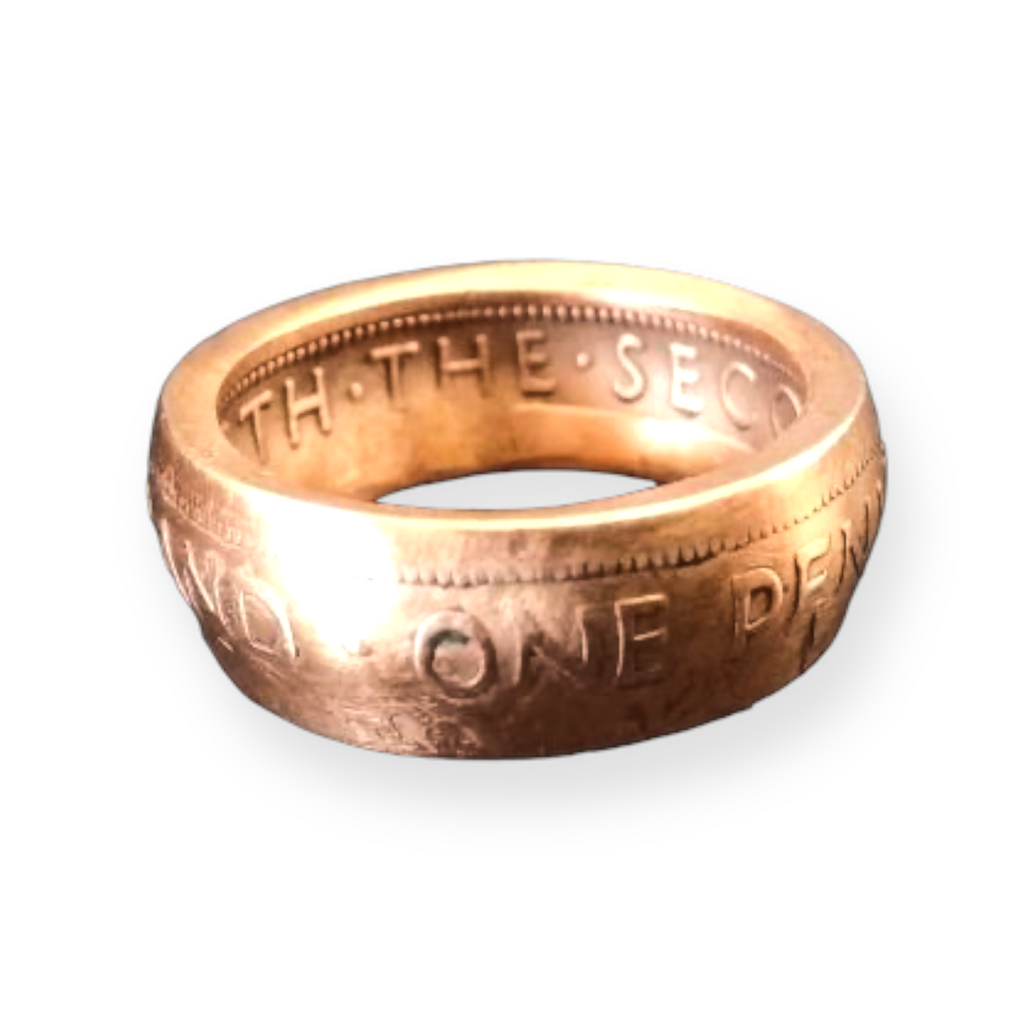 nz copper one penny coin ring
