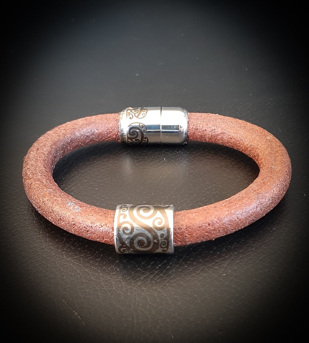 2008a NZ Unisex Leather Band ‘Koru Forest’ (8mm)
