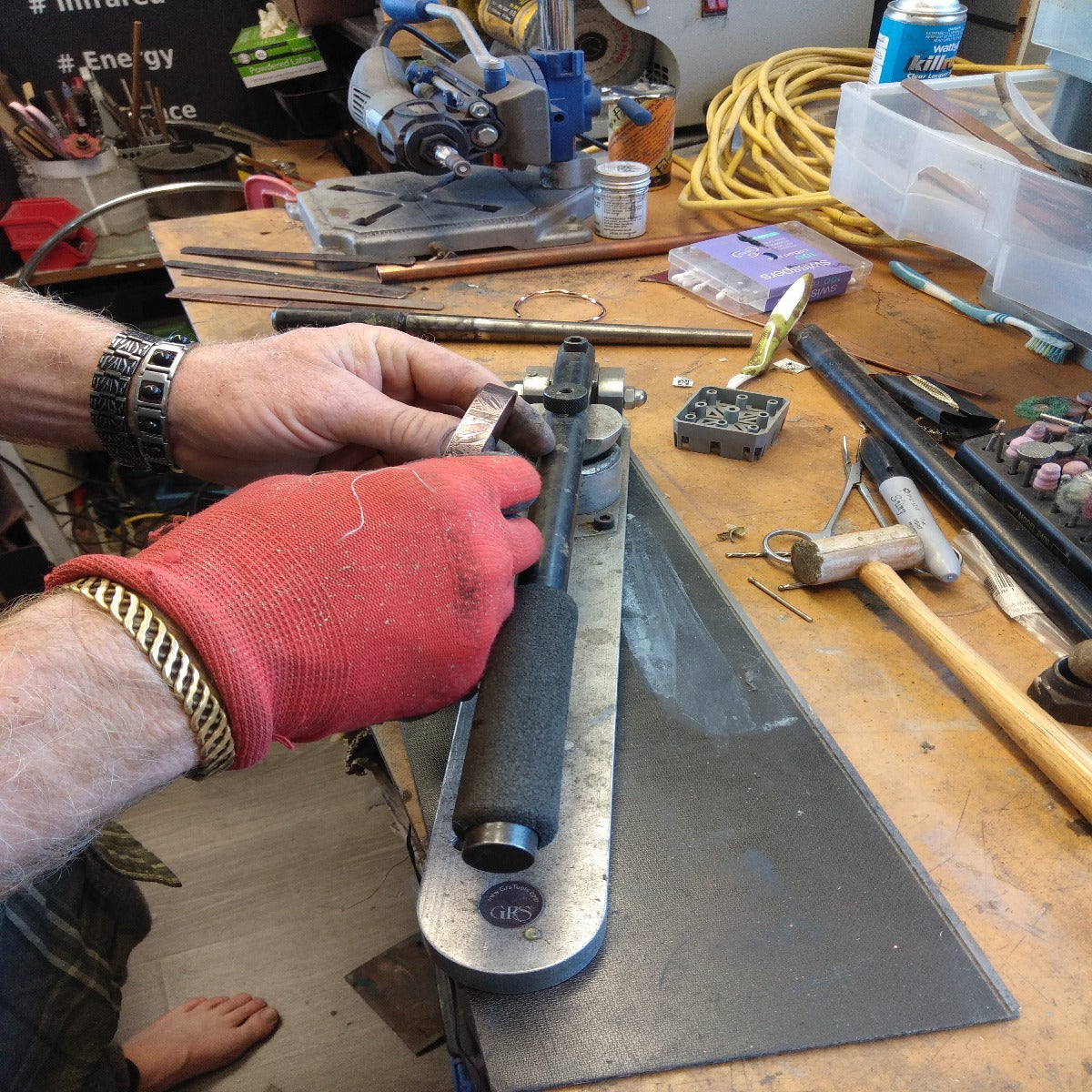 Copper band making in our sacred nz factory