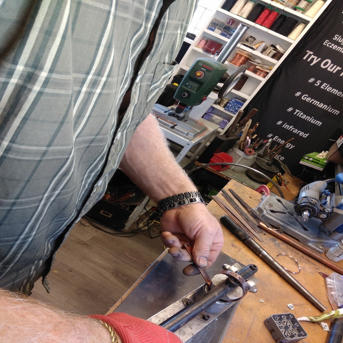 Copper band making in our sacred nz factory