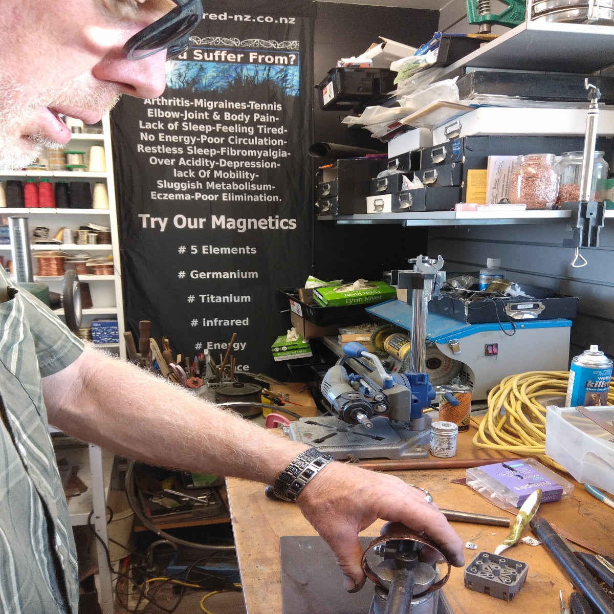 Copper band making in our sacred nz factory