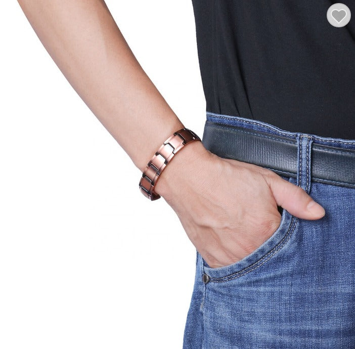 5ES16 100% Pure Copper Linked Magnetic Bracelet 210x15mm