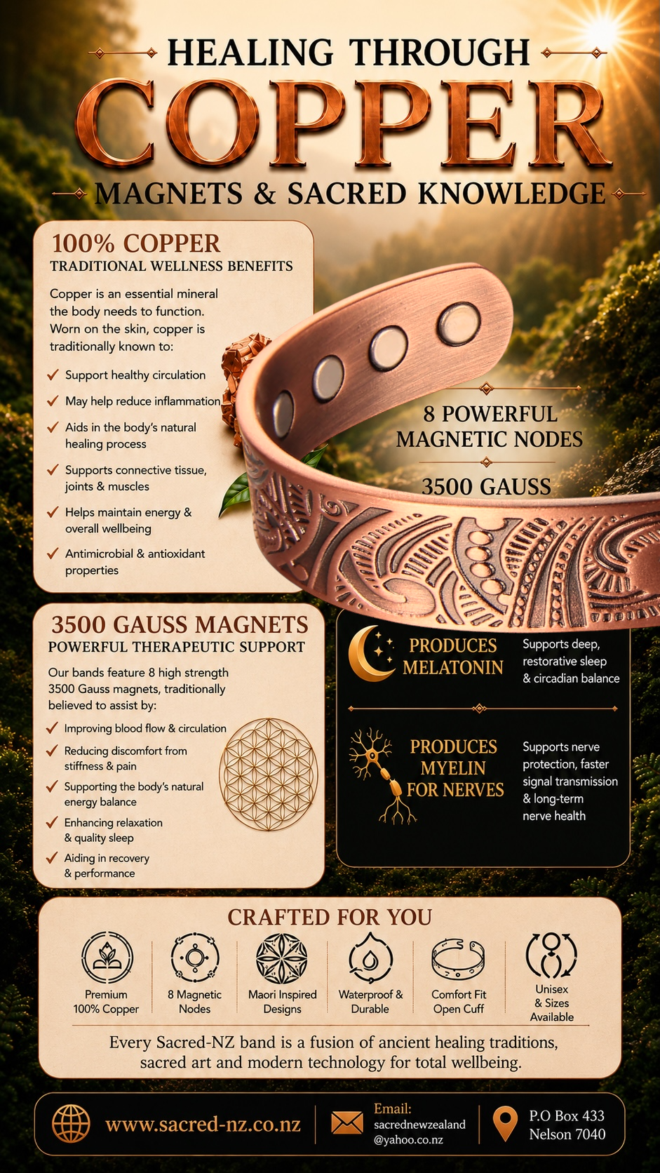 A8 100% Pure copper magnetic band ‘Aroha Love’