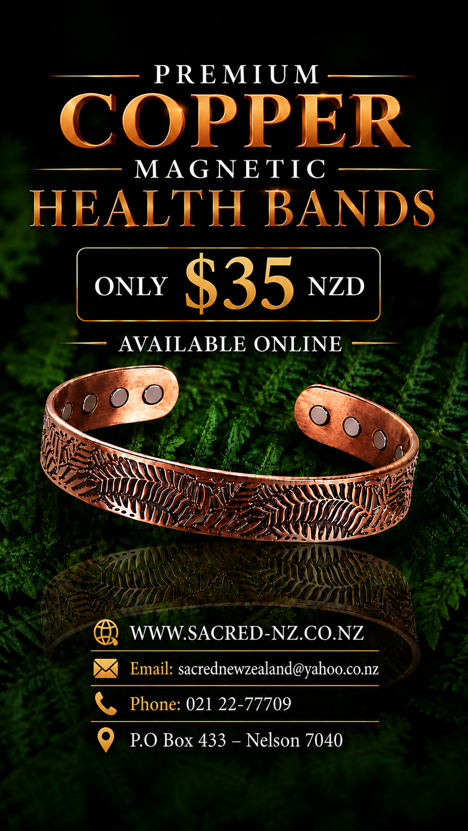 A8 100% Pure copper magnetic band ‘Aroha Love’