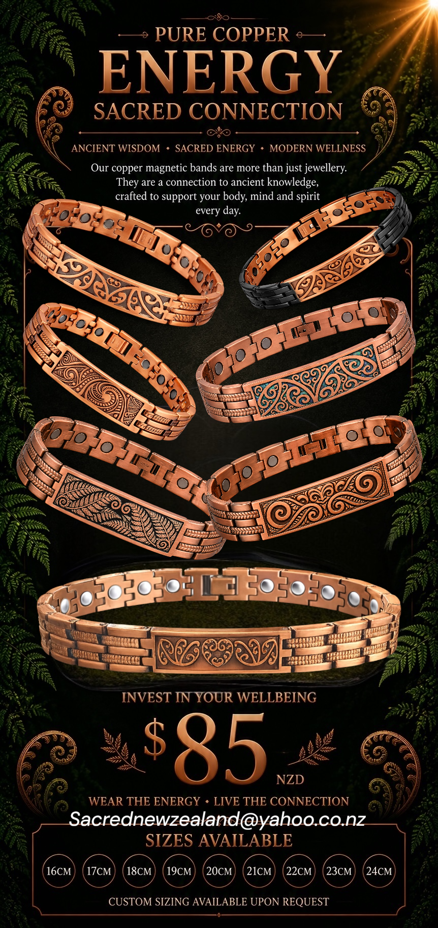 CLM39B 100% Solid Pure Copper Linked Magnetic Turquoise Bracelet  220X10.9MM