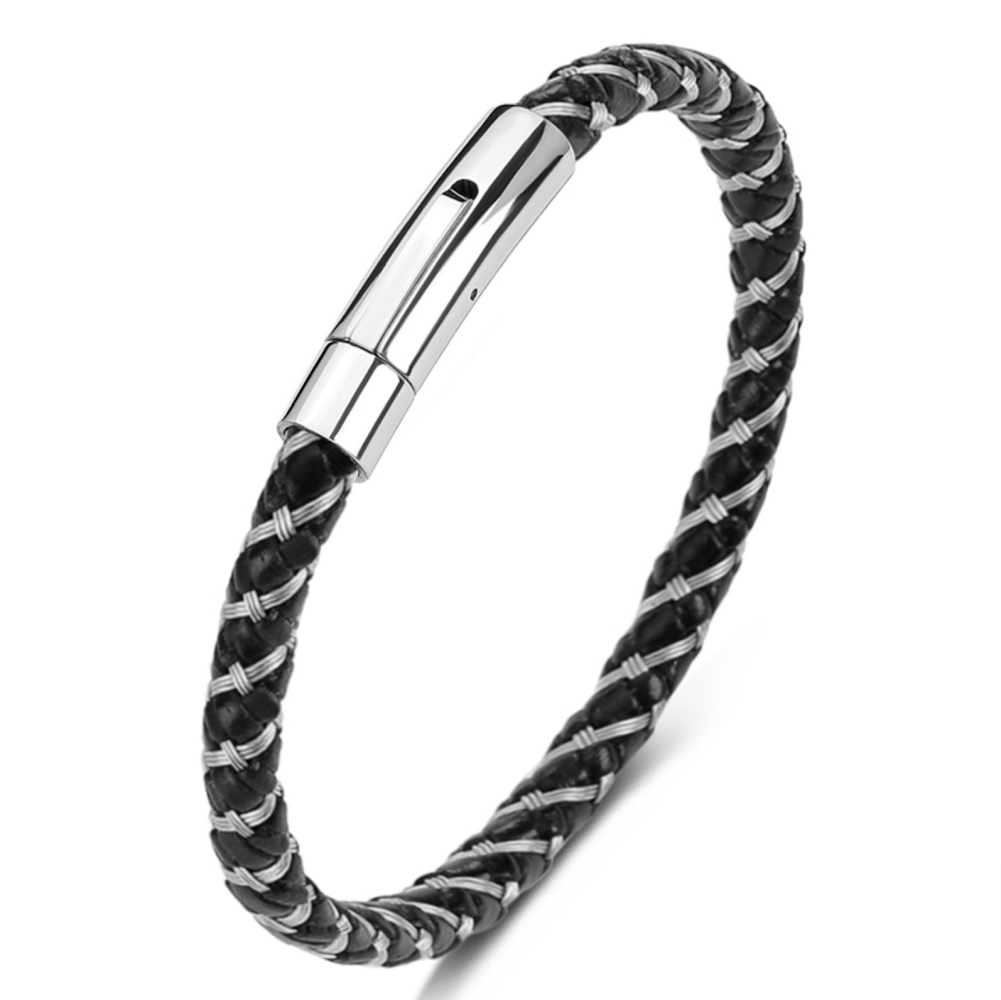 steel leather bracelet