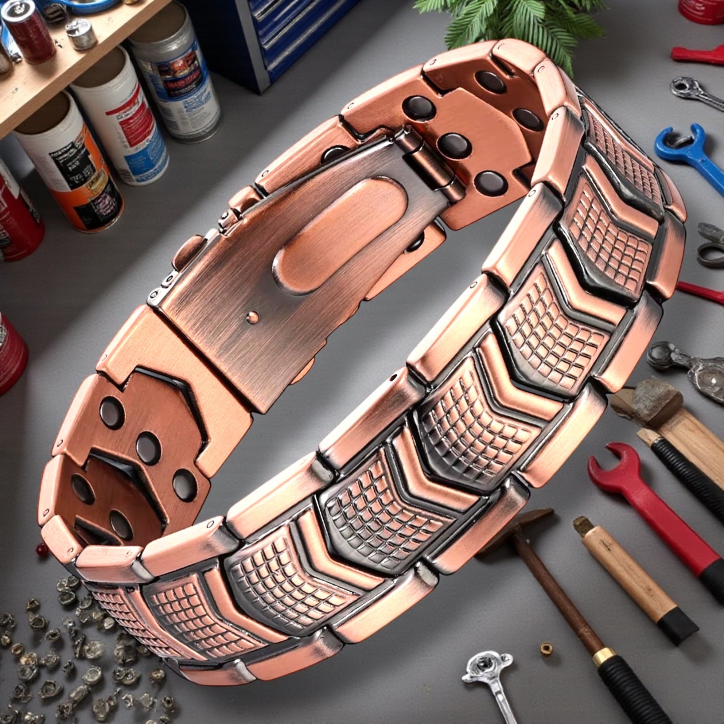 CLM31A  100% Solid Pure Copper Magnetic Bracelet Linked