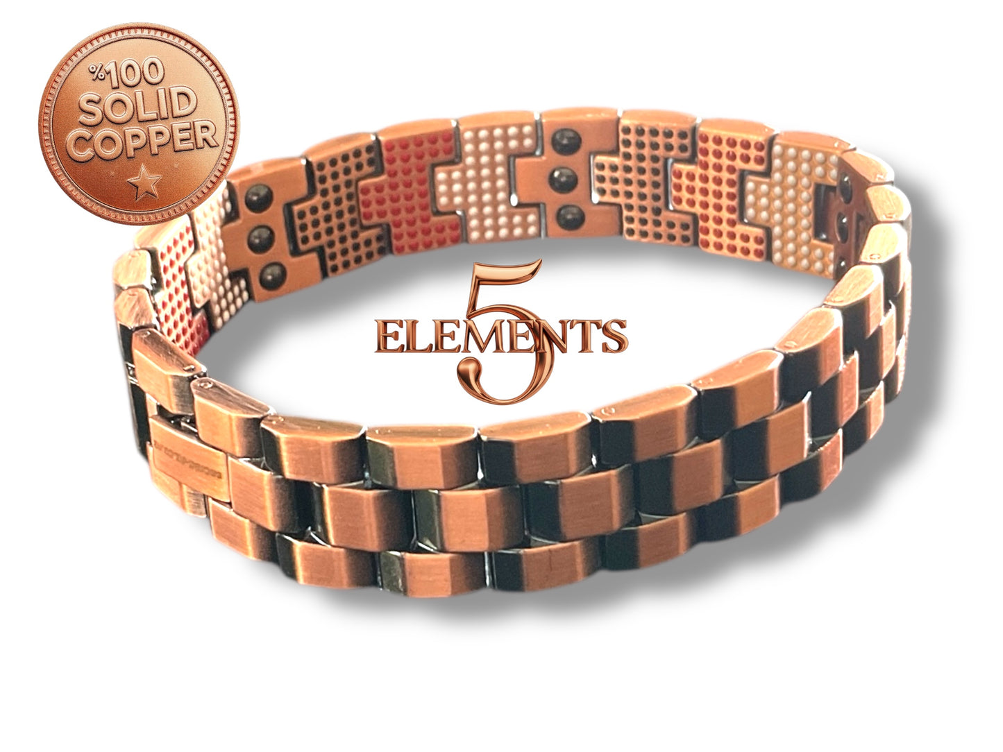 CB595 100% Pure Copper Linked 5 Elements Magnetic Bracelet 210 x150mm