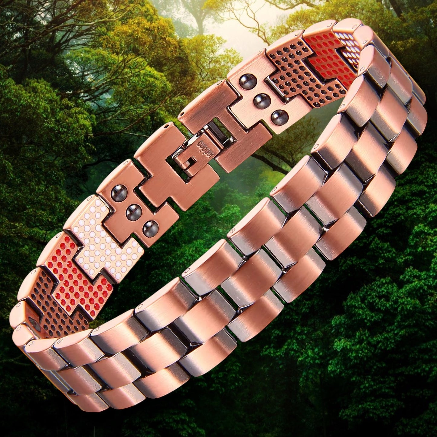 CM35 100% Pure Copper Linked 5 Elements Magnetic Bracelet 210 x150mm