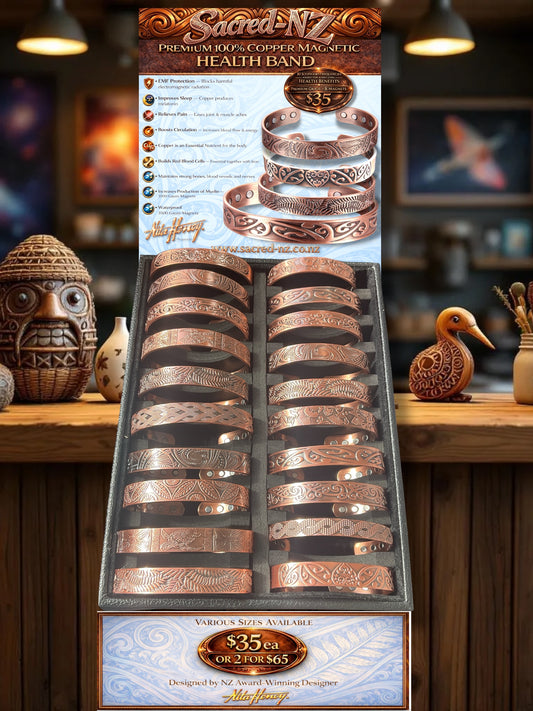 Copper band and leather band display case 20 pockets