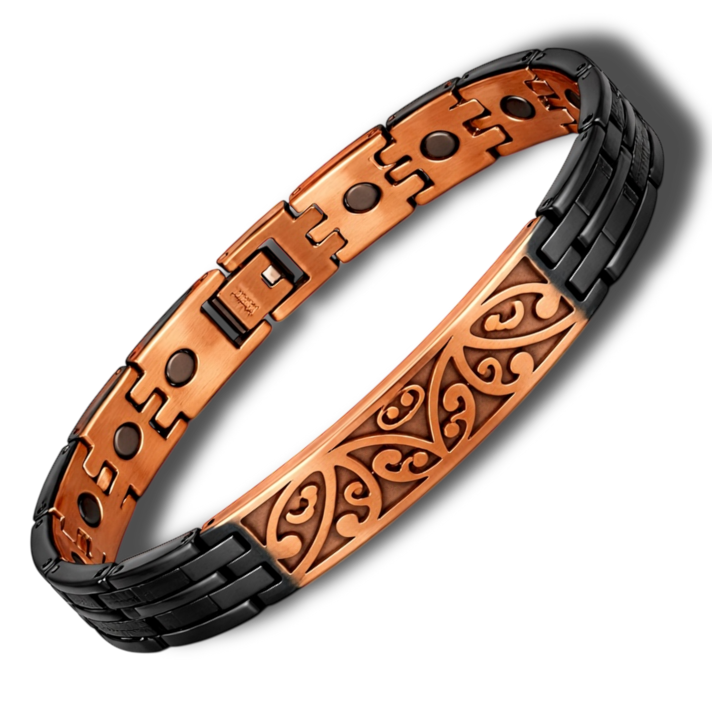 2CLM 100% Copper magnetic linked bracelet   'Stingray'  BLACK COPPER