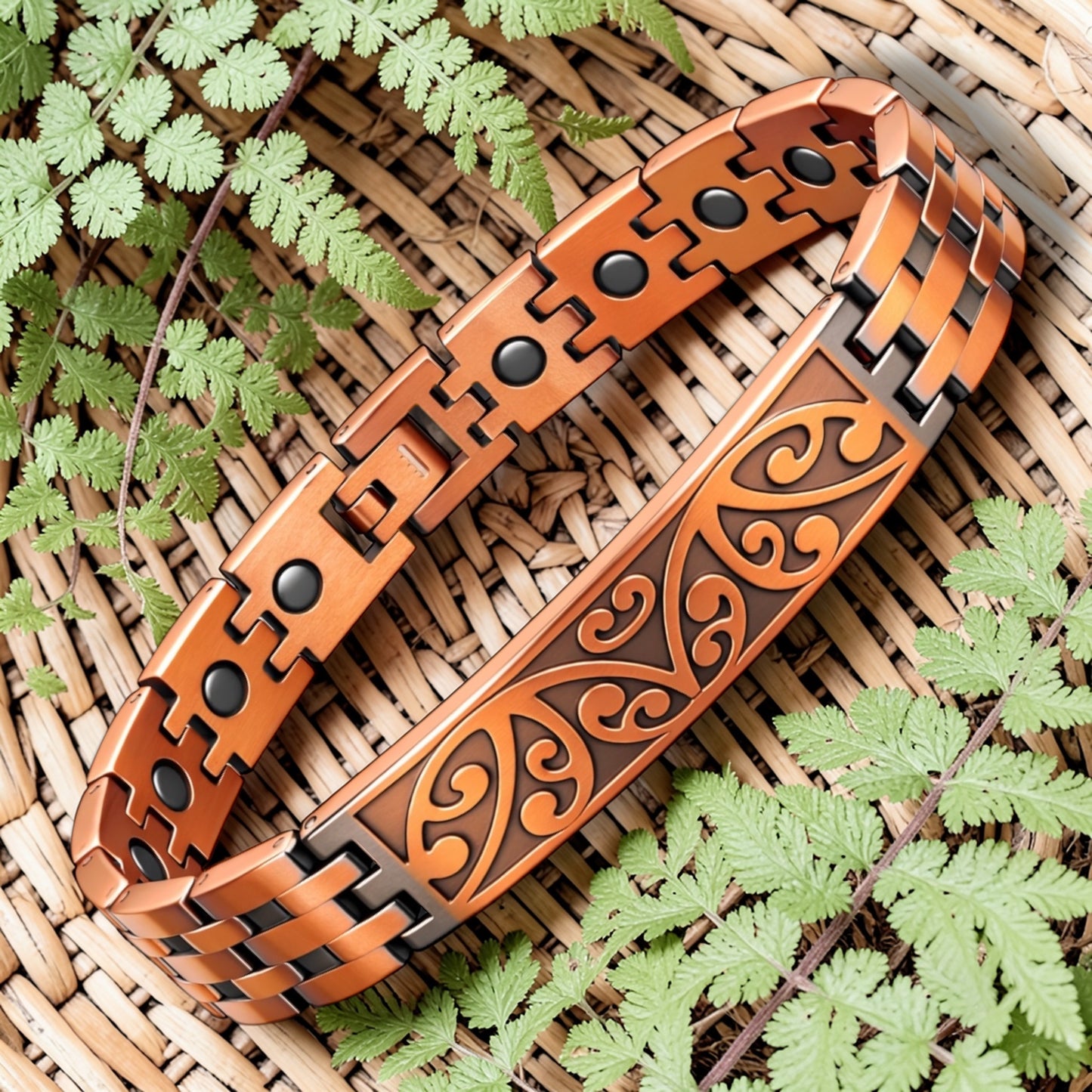 3CLM 100% Copper magnetic linked bracelet   'Stingray' BRICK WEAVE