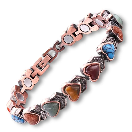 CLM39C 100% Pure copper linked magnetic real GEMSTONE bracelet