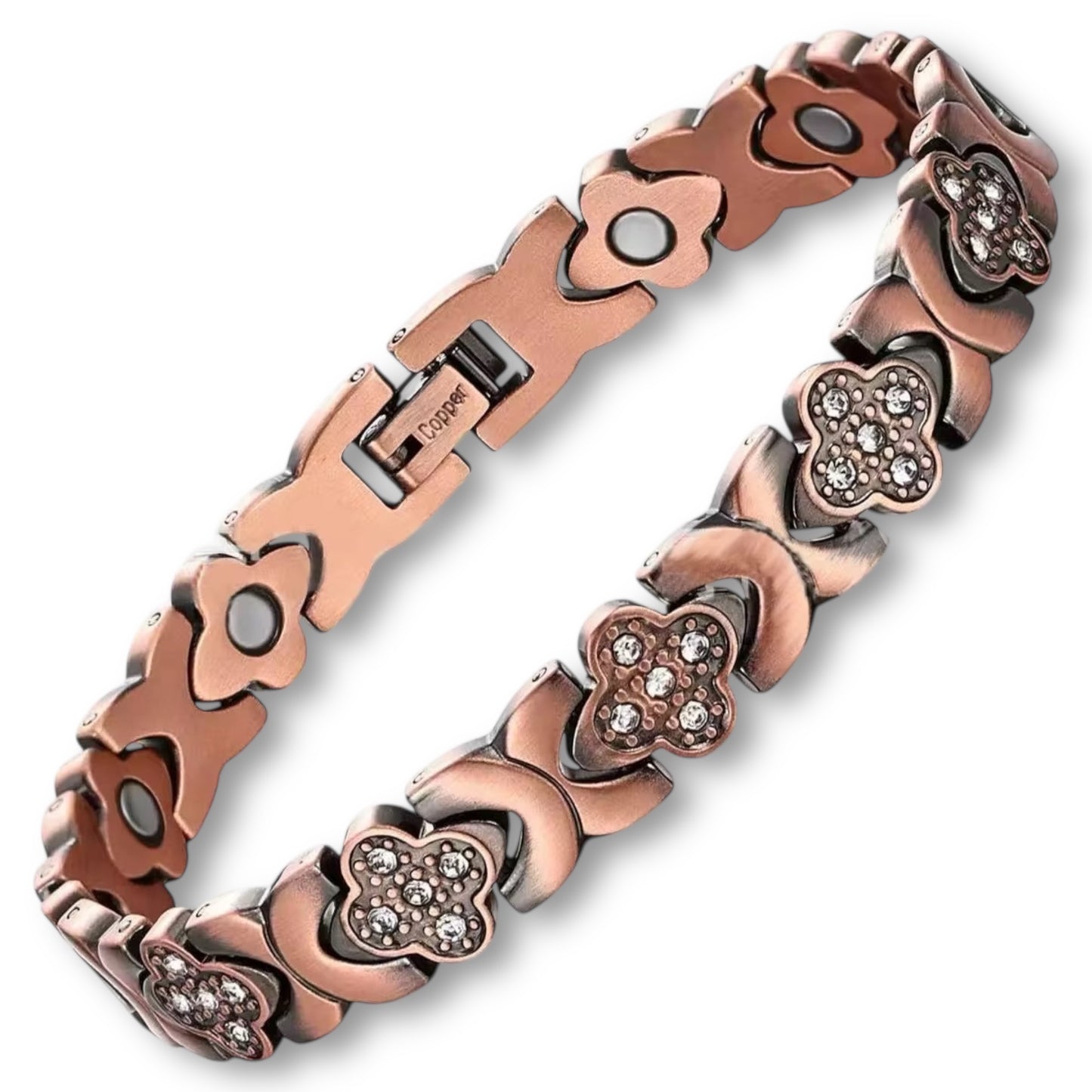 CLM39D 100% Pure copper linked magnetic real CZ Crystal bracelet
