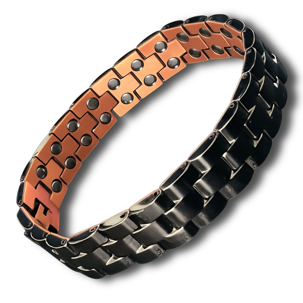 CM07 100% Pure Copper Linked Magnetic Bracelet (Black Ceramic)