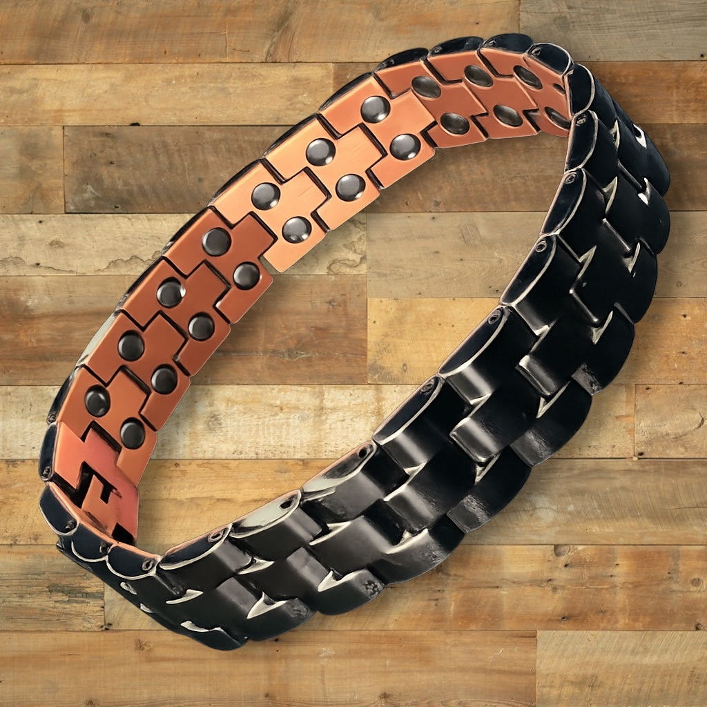 CM07 100% Pure Copper Linked Magnetic Bracelet (Black Ceramic)