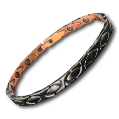 CB08 100% Pure Copper Linked Magnetic ANKLET or Bracelet (Black Ceramic)