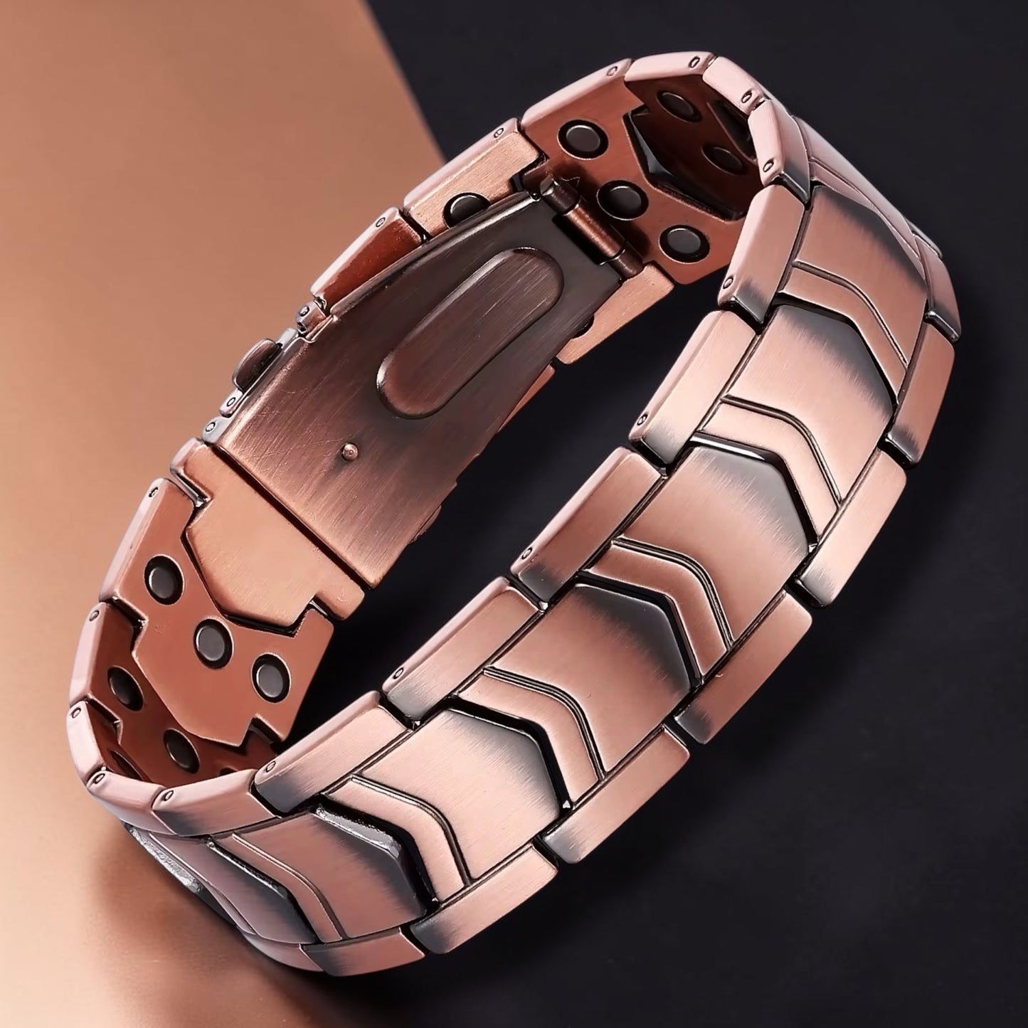 CM33B  100% Solid Pure Copper Magnetic Bracelet Linked