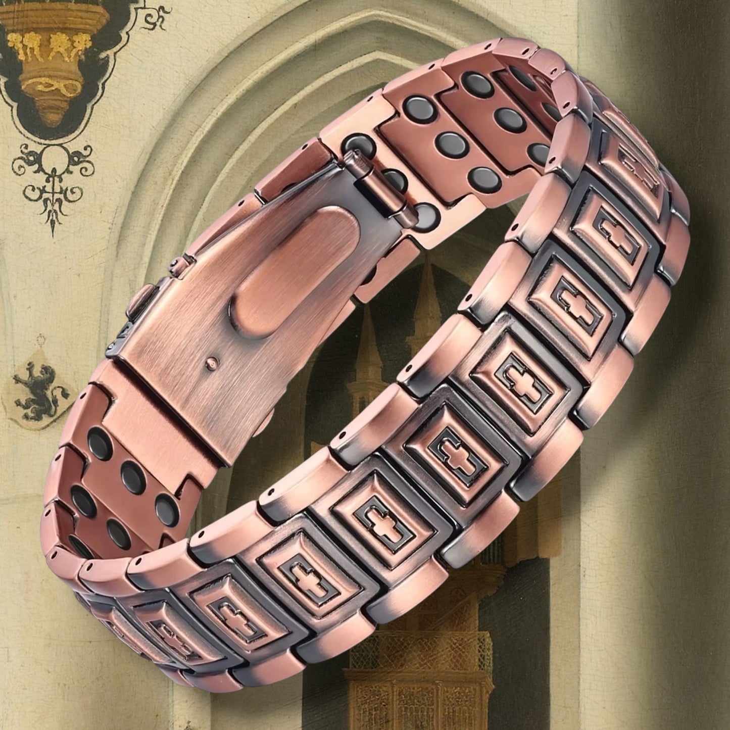 CM33C  100% Solid Pure Copper Magnetic Bracelet Linked