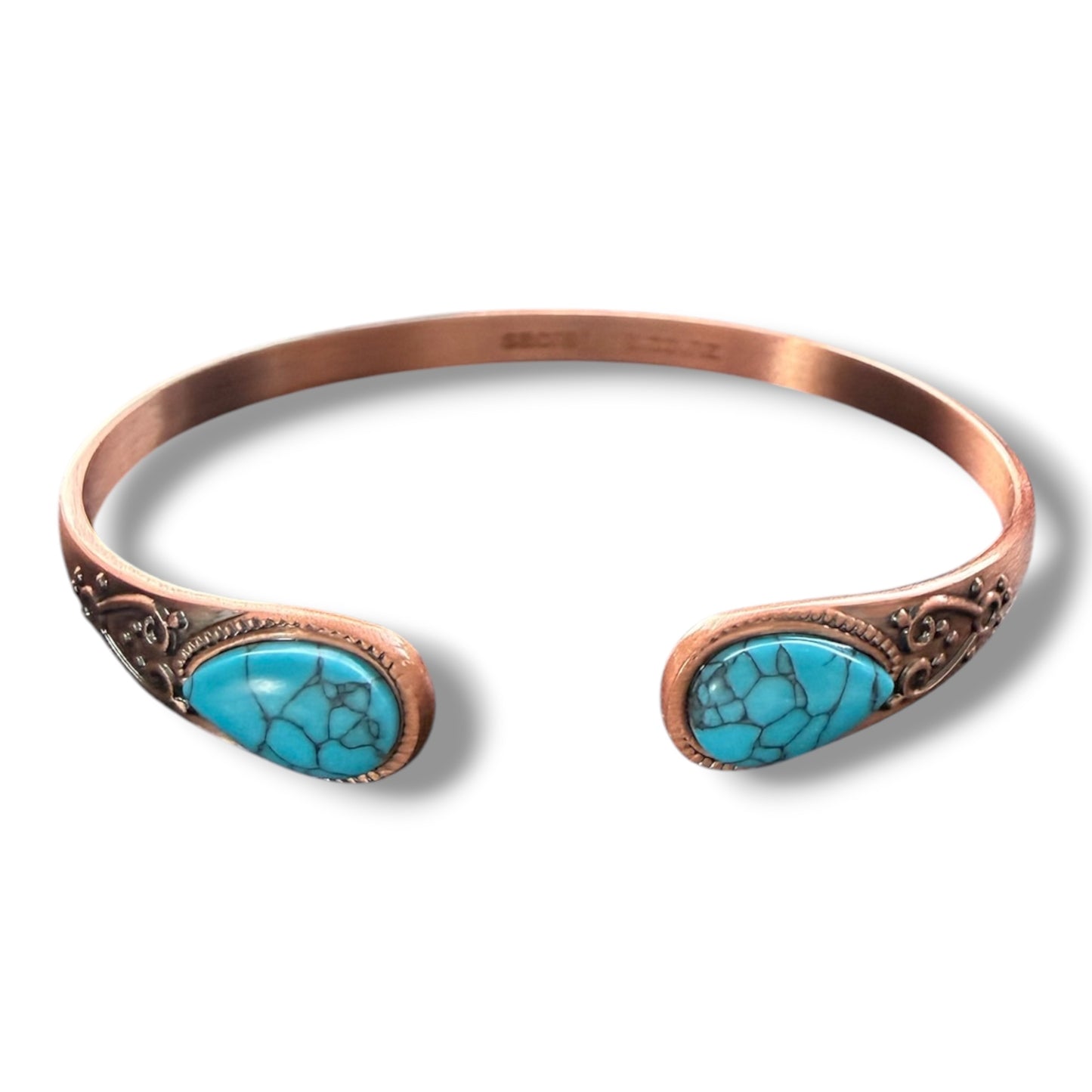 CB05a Copper Bangle-real turquiose
