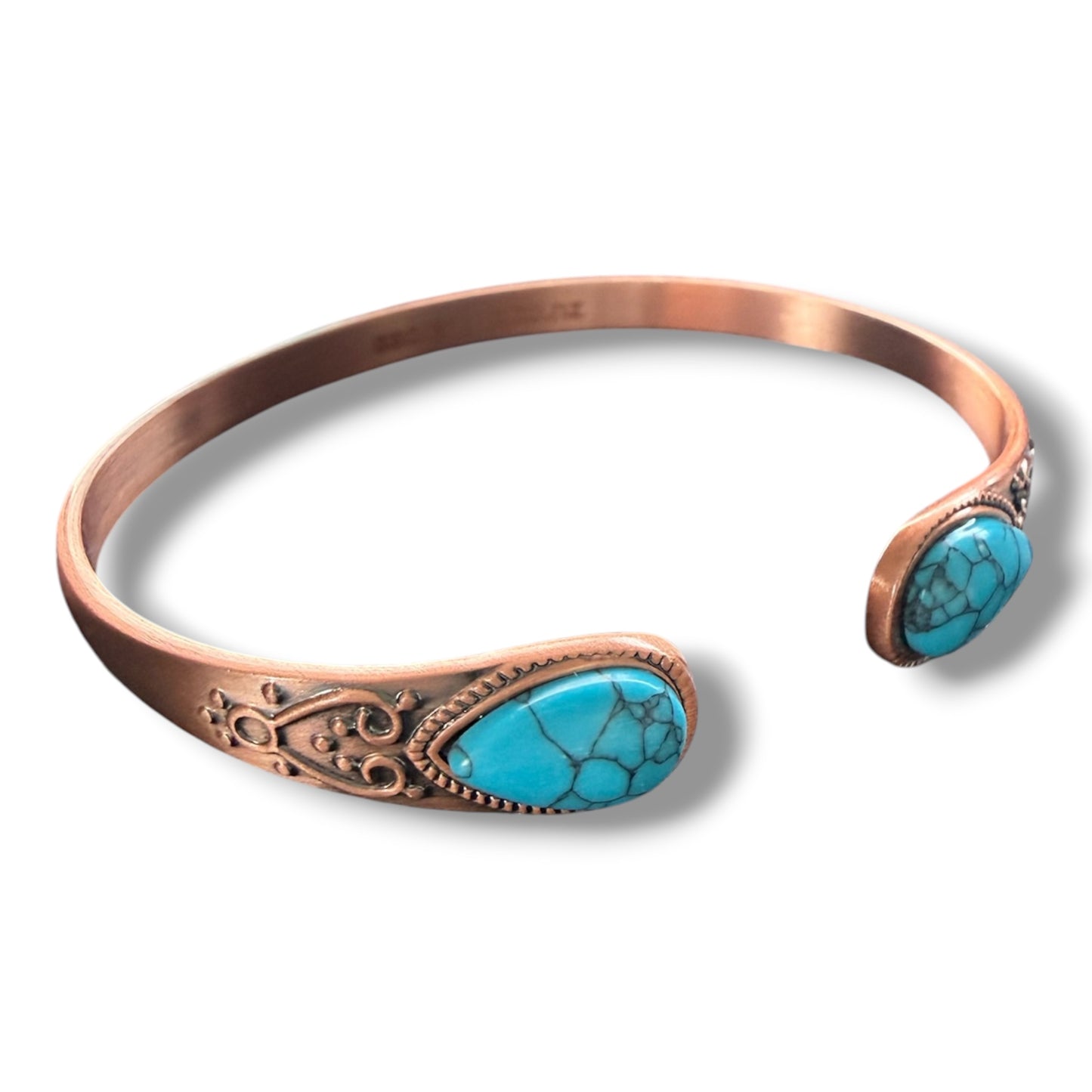CB05a Copper Bangle-real turquiose