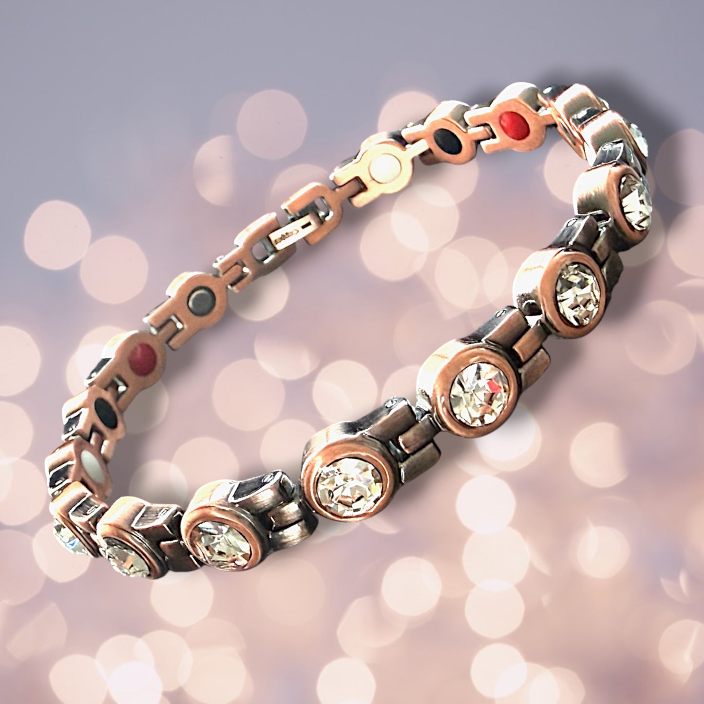 CLM015 Copper Magnetic Bracelet Linked 5 elements 210X9MM