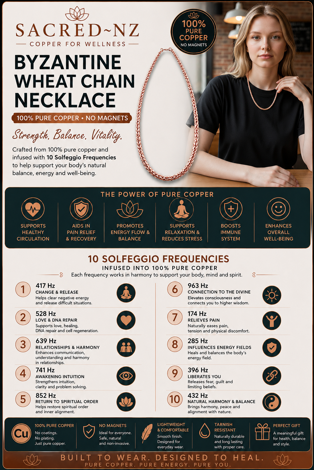 NEC05 ‘Byzantine Wheat Chain’ Copper Necklace