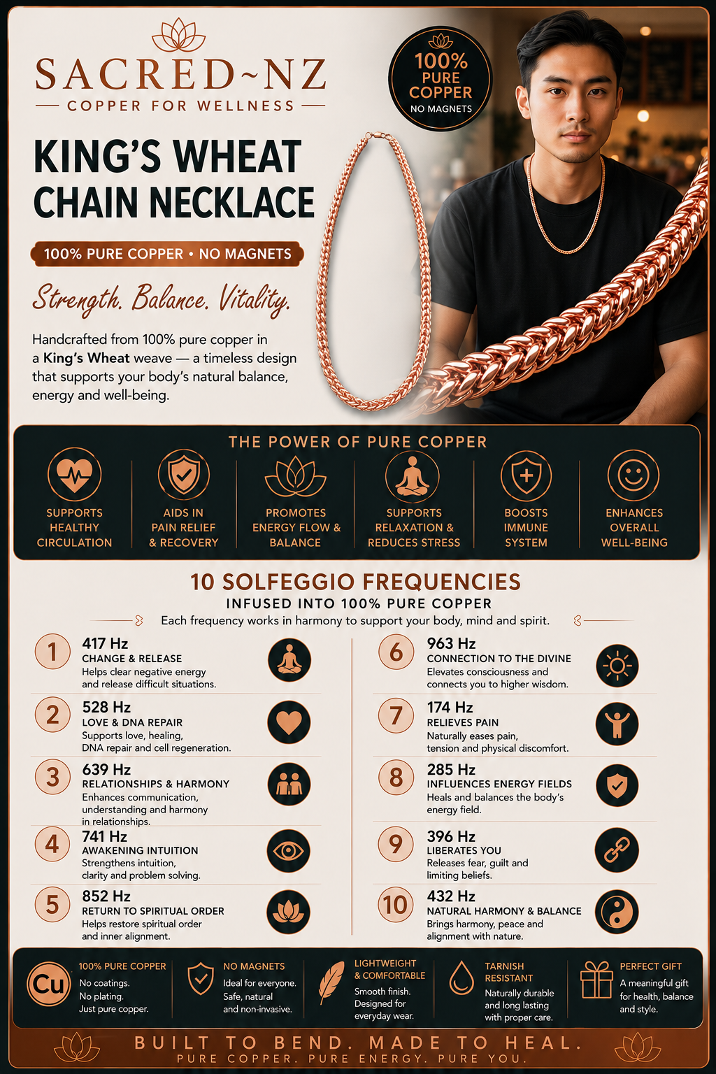 NEC06 ‘King’s Wheat Chain’ Copper Necklace
