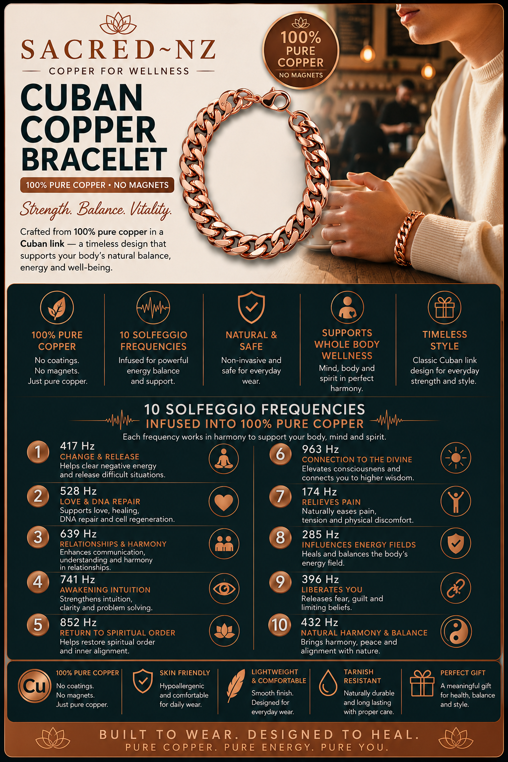 BC10 ‘Cuban Link Chain’ Copper Bracelet