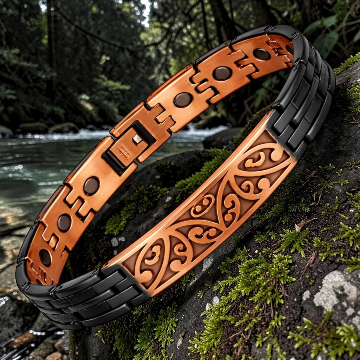 2CLMws 100% Copper magnetic linked bracelet 'Black Stingray' (Wholesale)