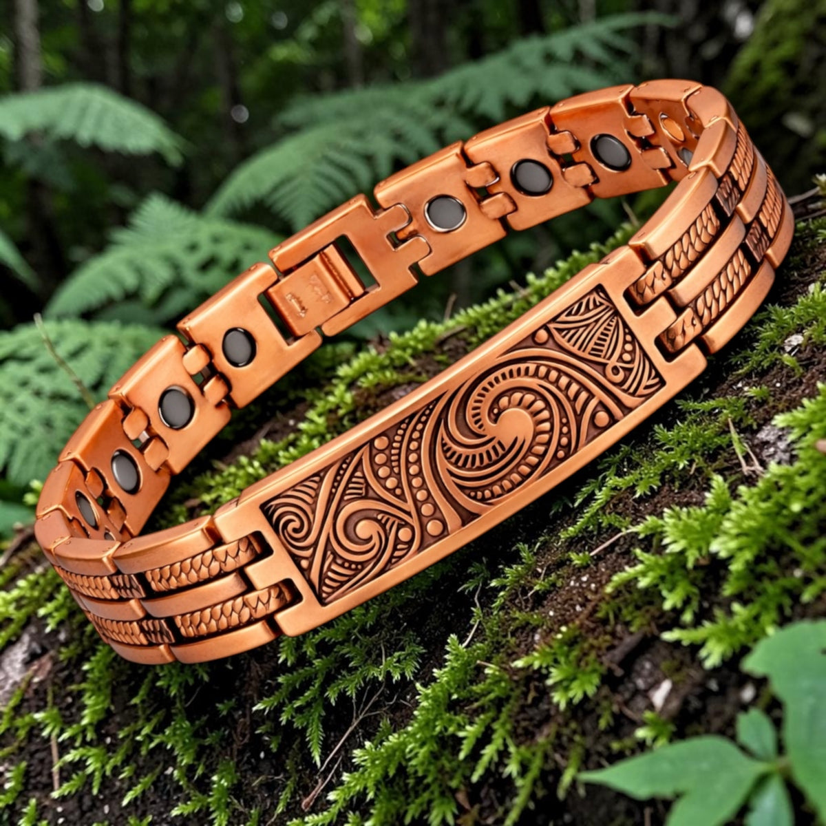 6CLMws 100% Copper magnetic linked bracelet 'KORU' (Wholesale)